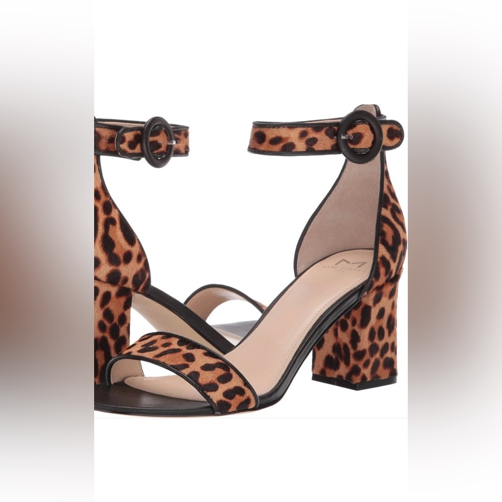 Marc Fisher Leopard Print Block Heel Sandals, Size 7.5